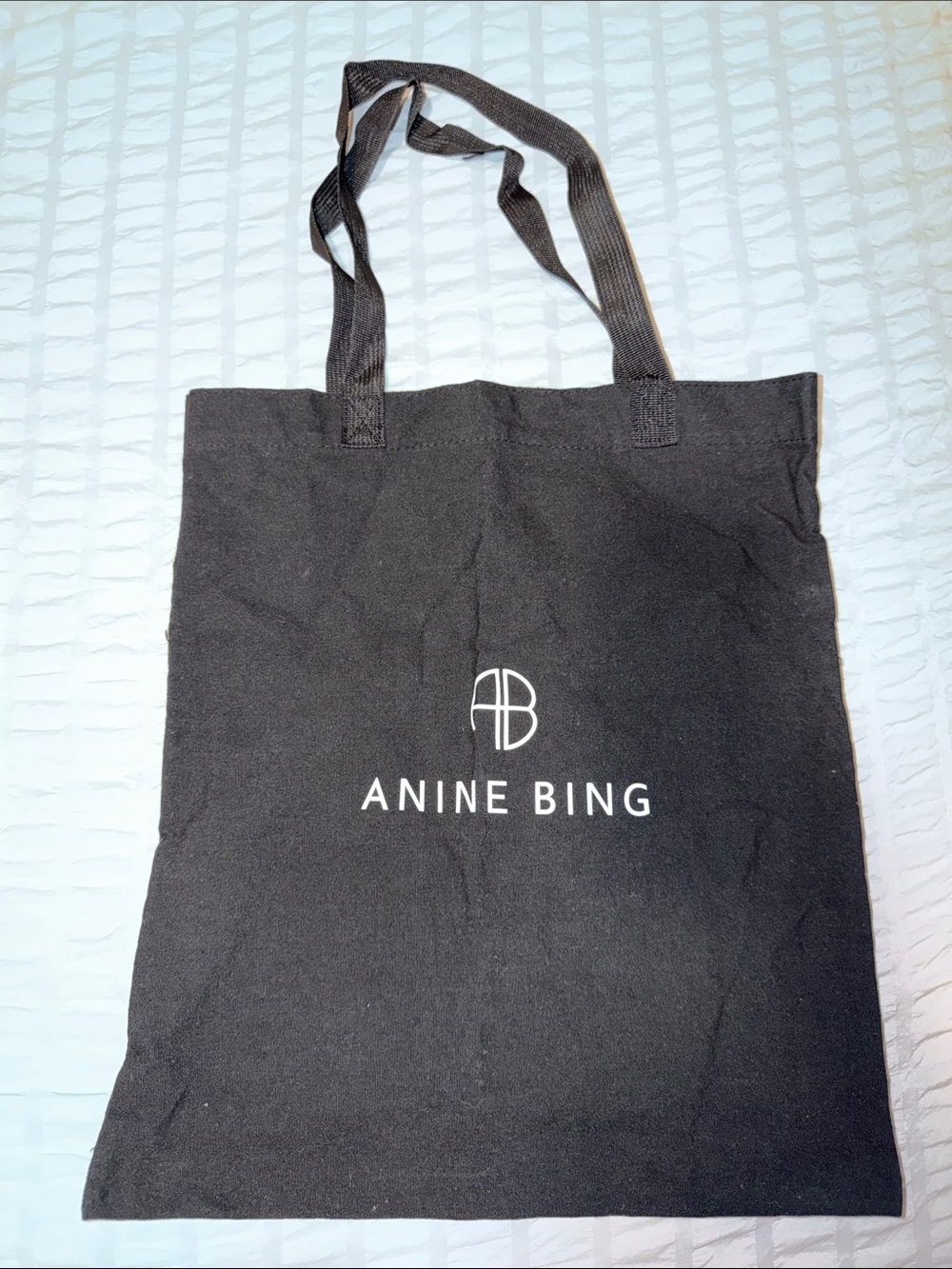 Anine Bing Black Canvas Logo Tote Bag